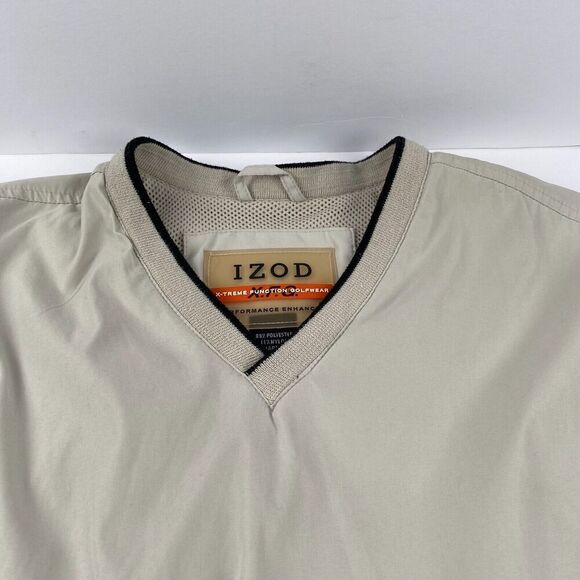 Vintage Izod Mens Golf Pullover Windbreaker Beige Size Large Outdoor Hiking - Picture 11 of 15